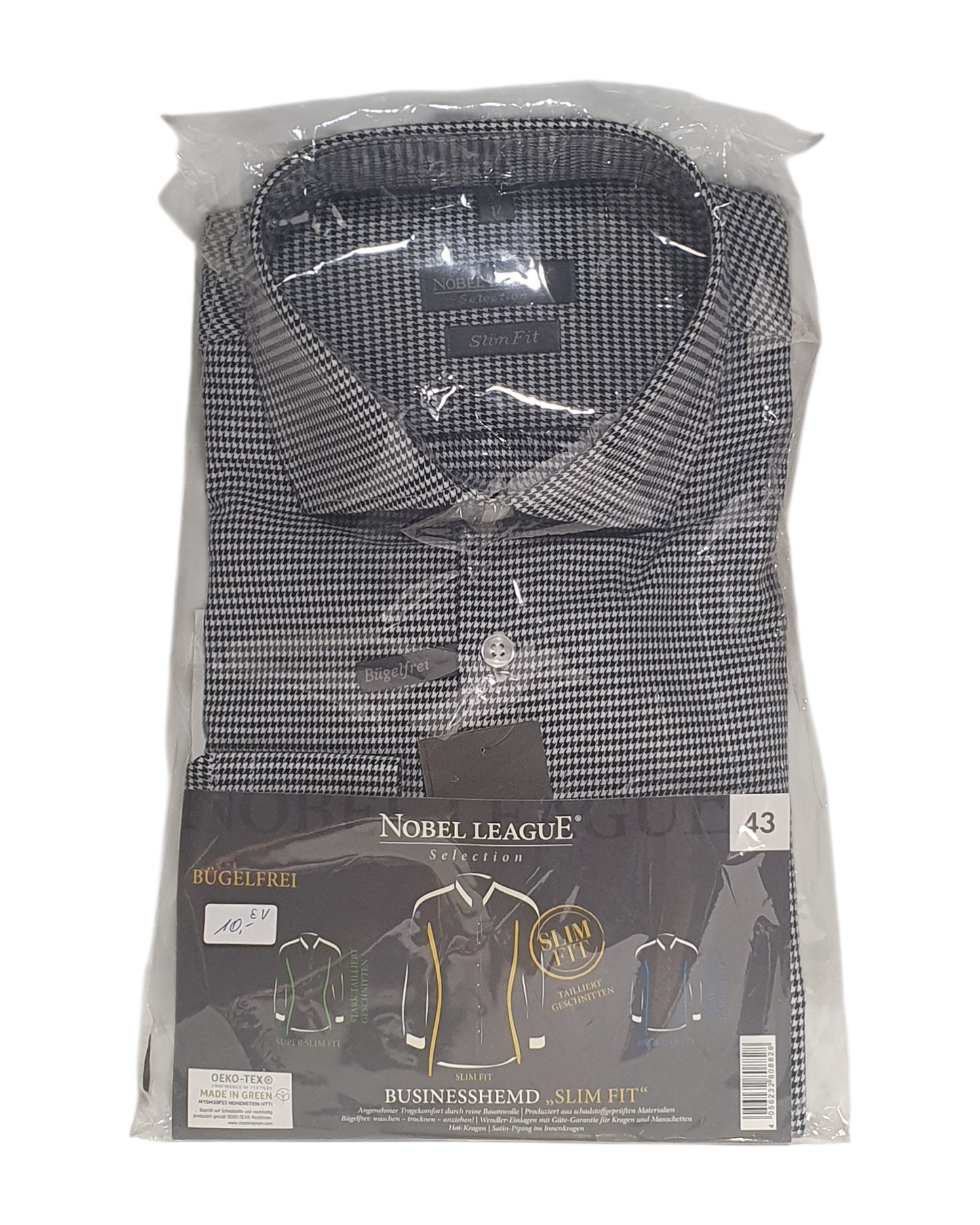 Hemd Herren lange Arme Muster Slim Fit Gr. 43