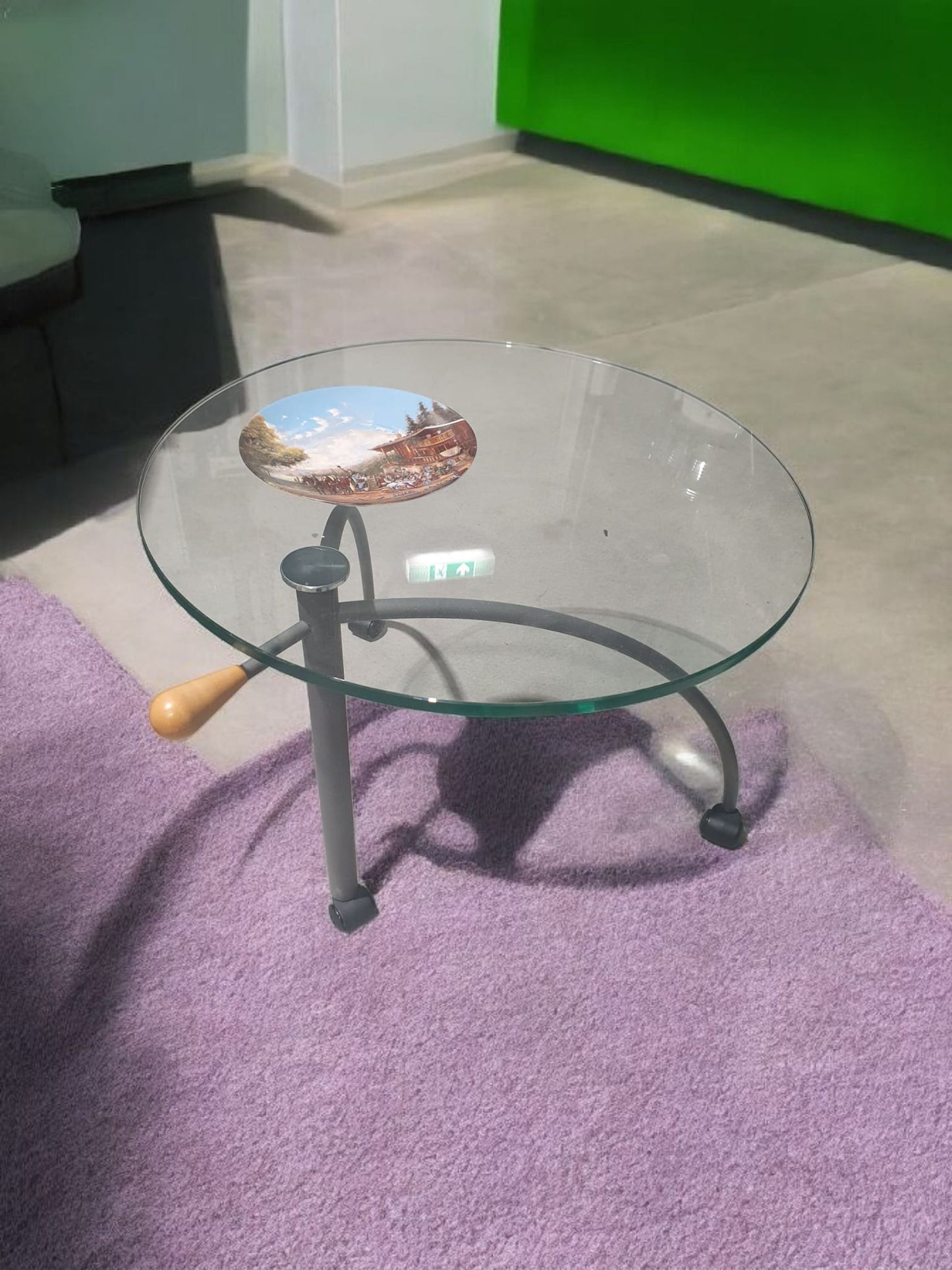 Couchtisch Glas rollbar Glasplatte ca. 55cm, 48cm hoch