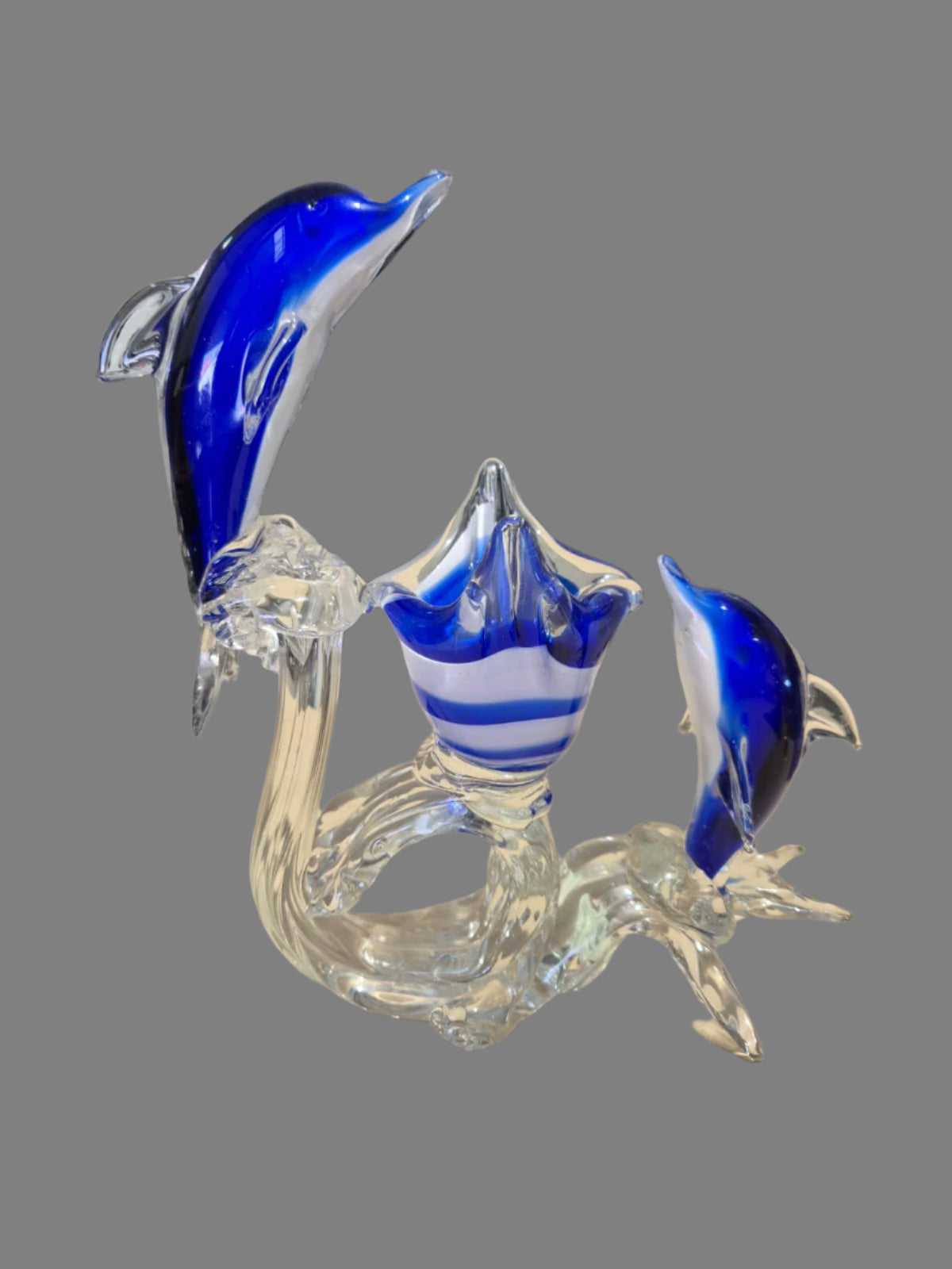 Delfin Wellen Skulptur Glas