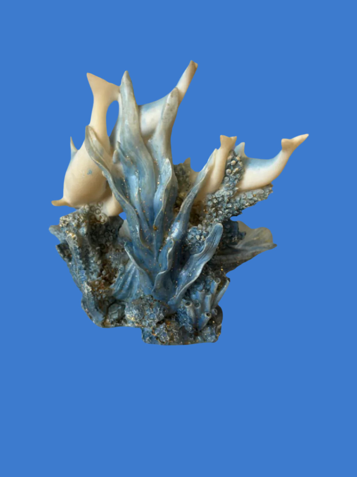 Delphin-Skulptur mit Meeresmuschel ca. 13cm hoch