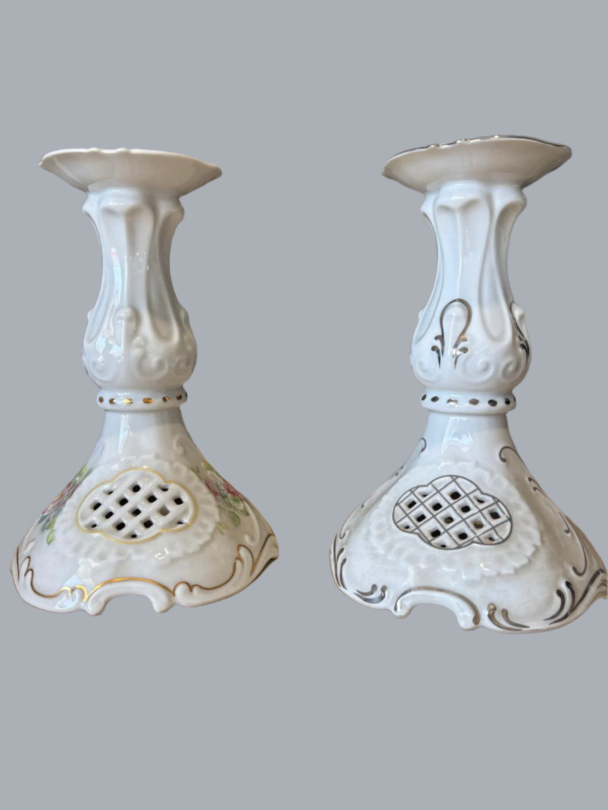 Porzellan Pirkenhammer Set Kerzenständer ca. 19cm hoch