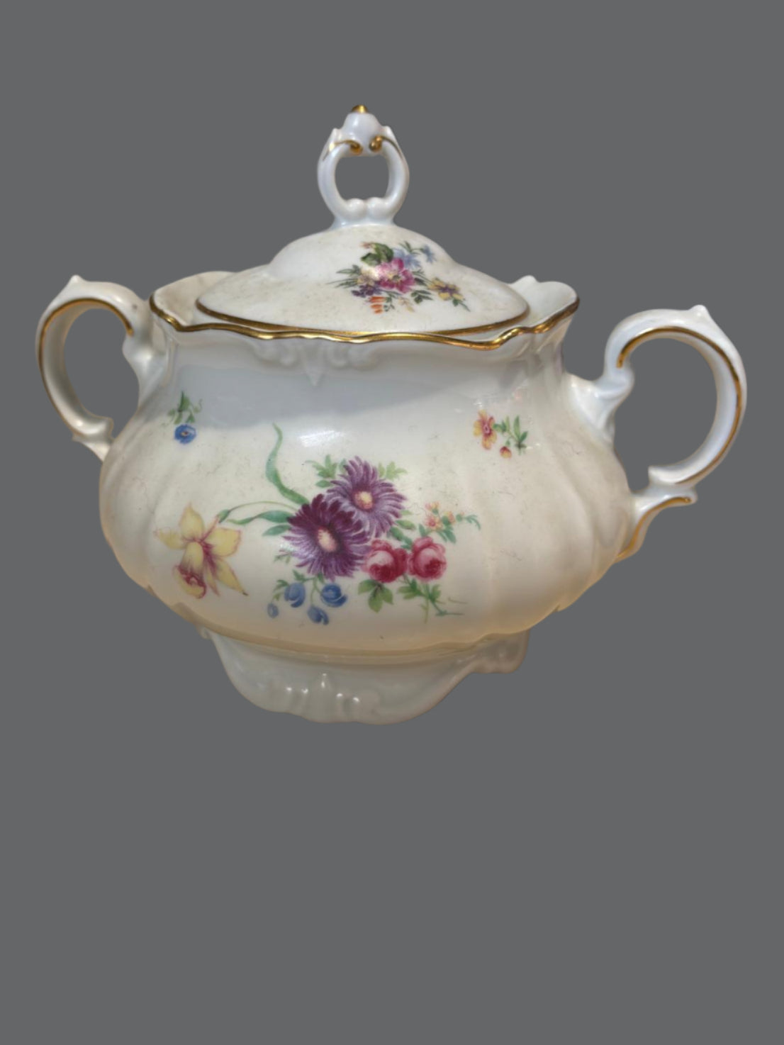 Zuckerdose aus weißem Porzellan ca. 10 cm