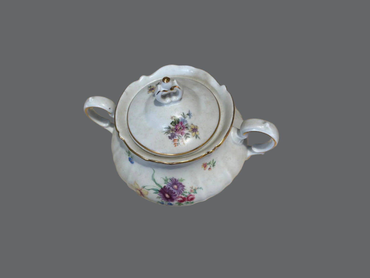Zuckerdose aus weißem Porzellan ca. 10 cm