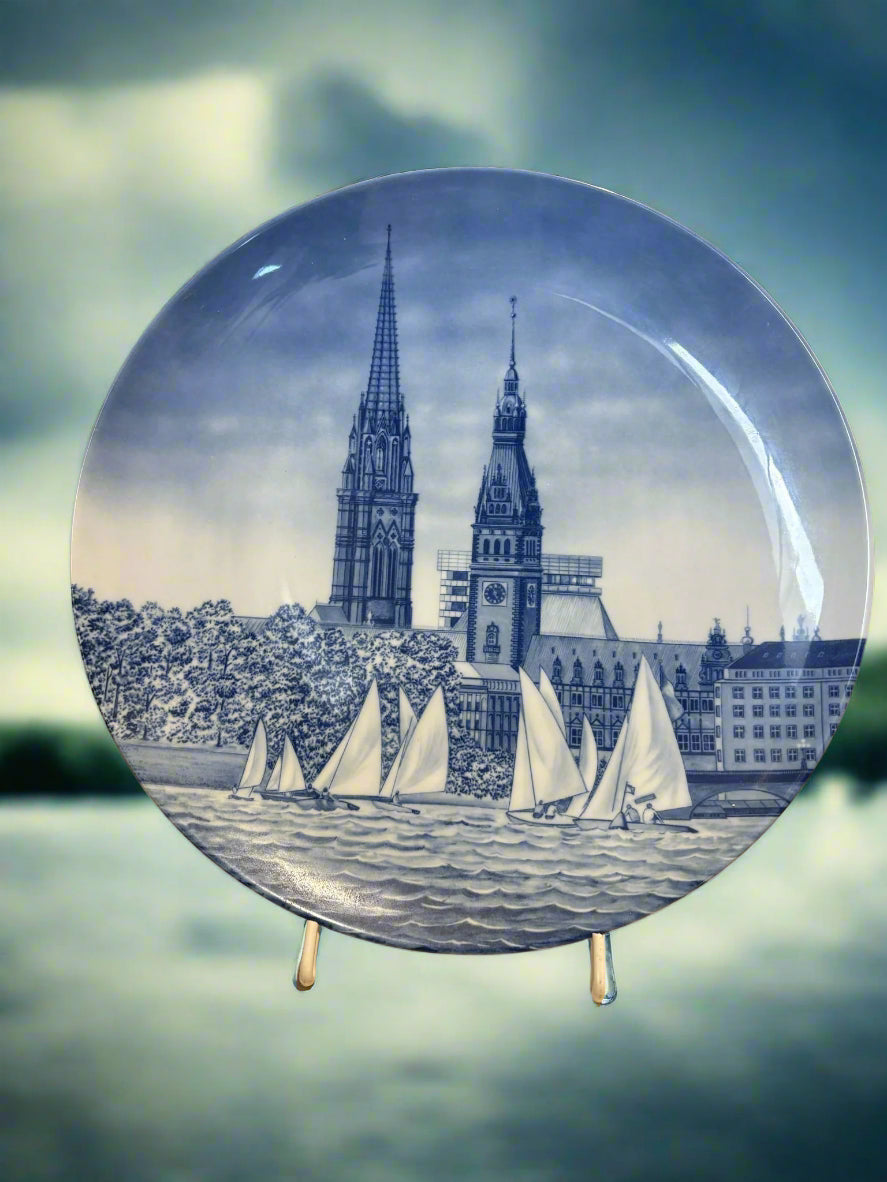 Sammelteller "Rathaus Hamburg" "St.Nikolaiturm" ca. 27 cm