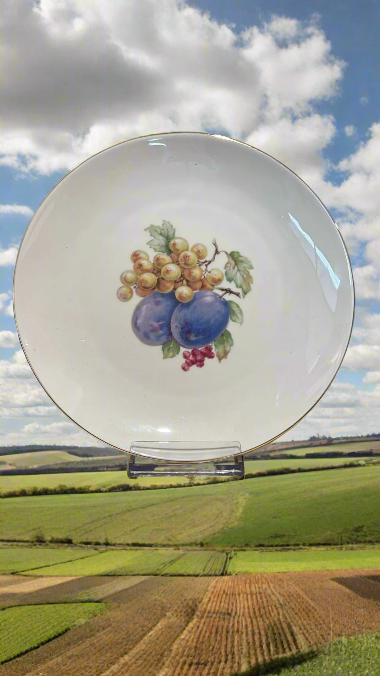 Porzellanteller mit Traubenmuster ca. 17 cm