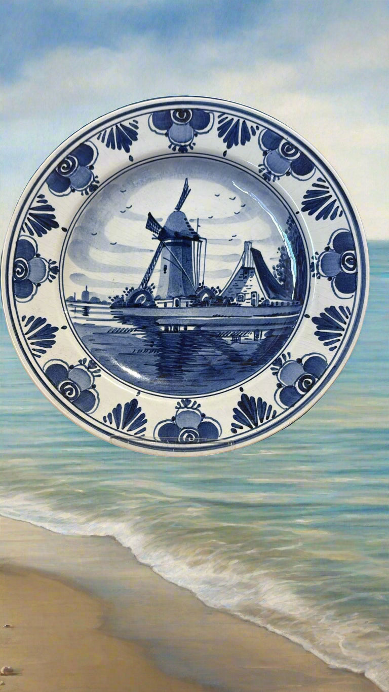 Porzellan Teller mit Mühle ca. 19 cm