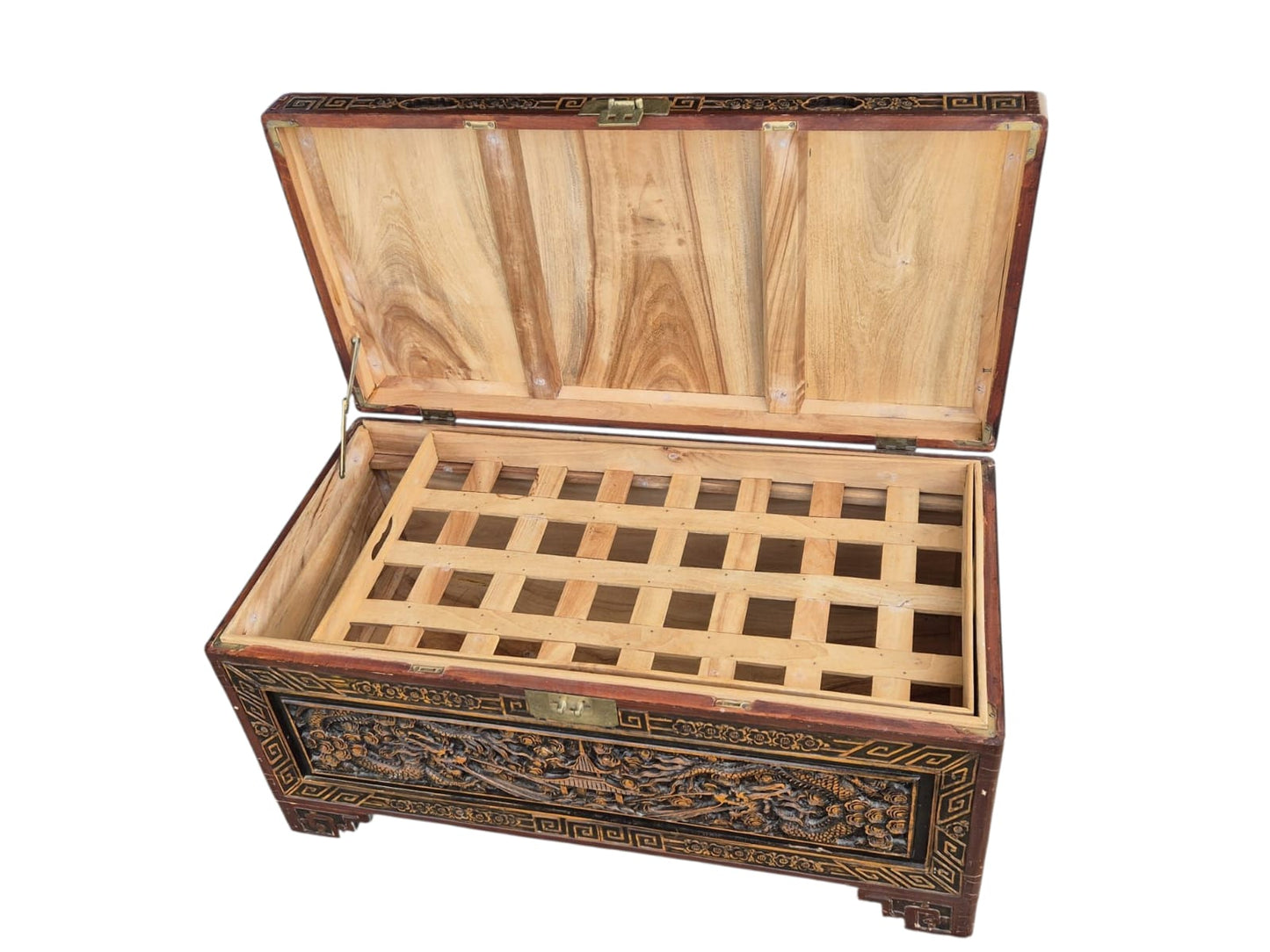 Holztruhe Chinesisches Motiv Abmessung L89 x B45 x H44cm.
