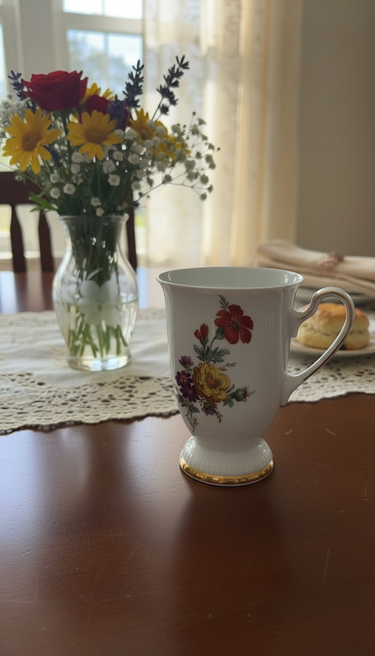 6-Set Tassen mit Blumenmuster ca. 10 cm.