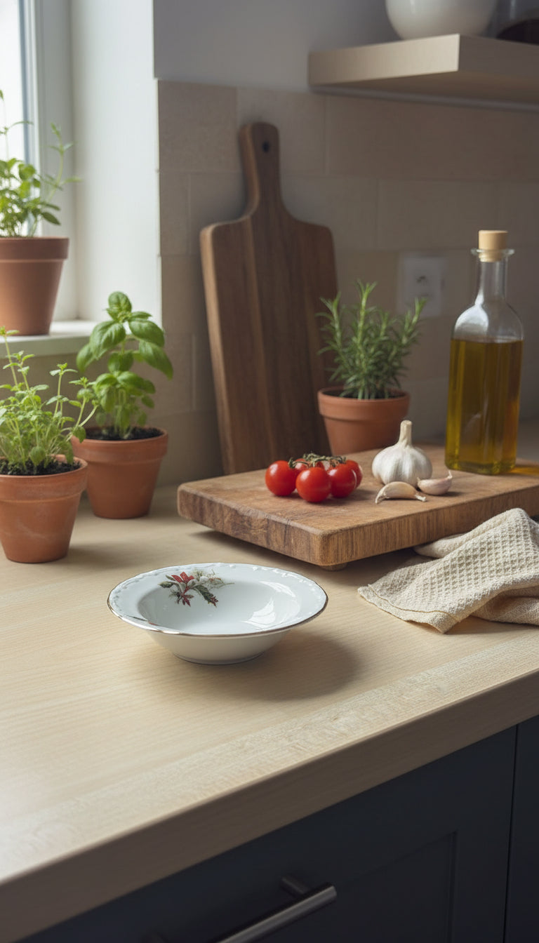 3-teiliges Porzellan Set mit Blumenmotiv