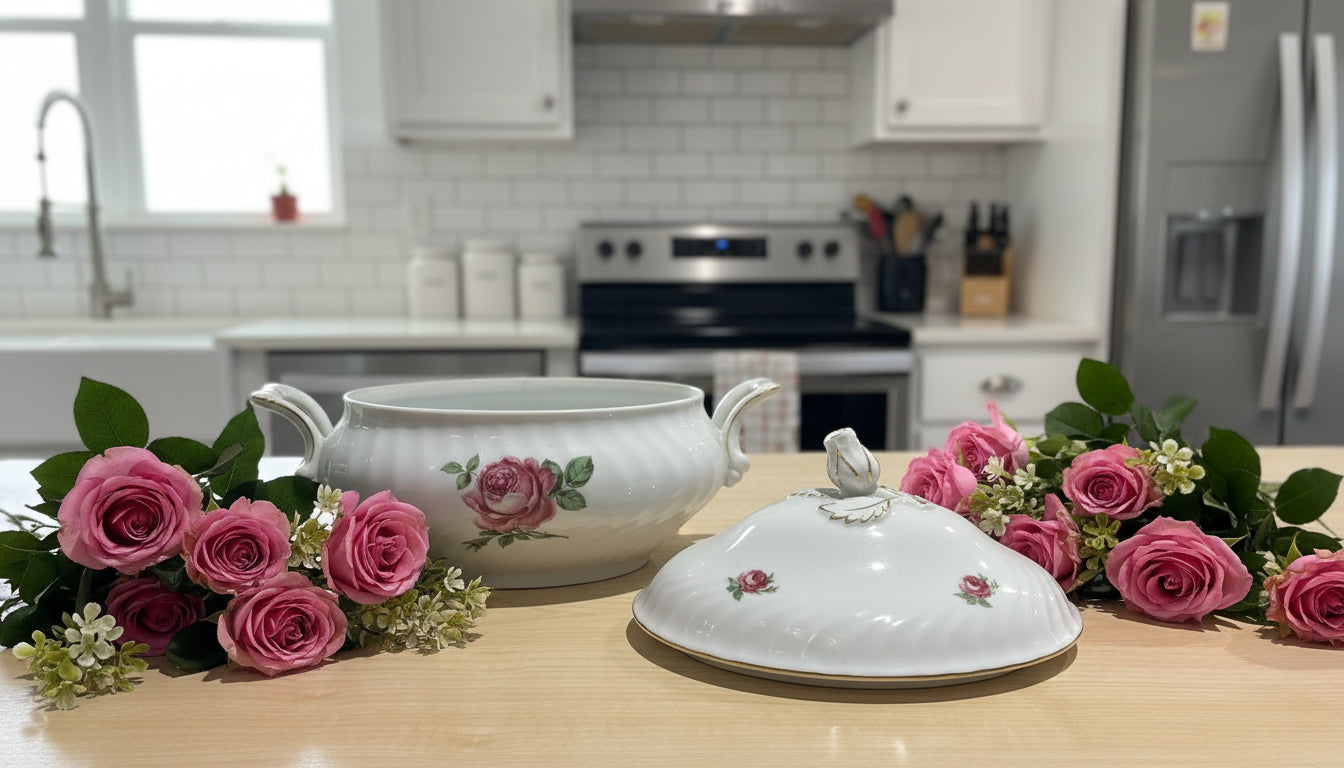 Porzellan Terrine ca. 20 cm ( inklusive Deckel) mit Blumenmuster