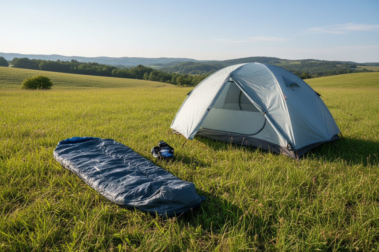 Adventuridge-Mumienschlafsack ca. 230cm lang in blau.