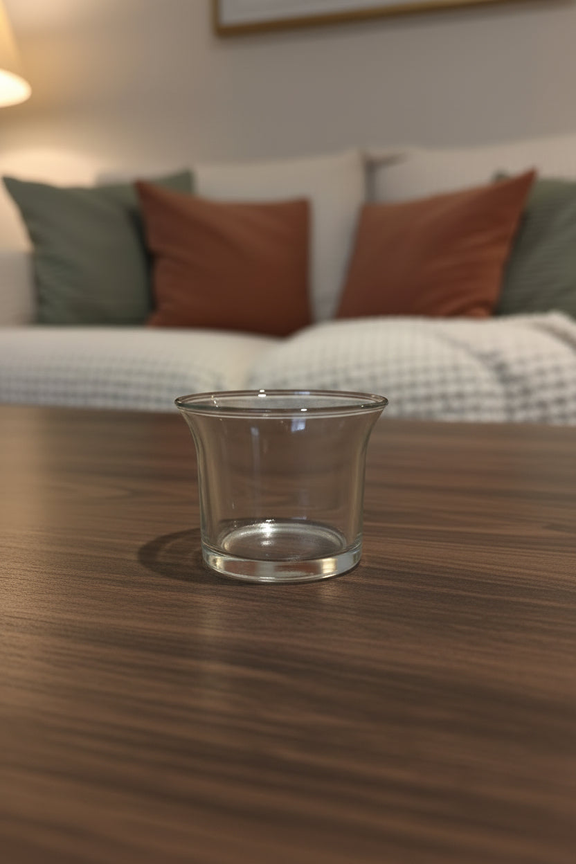 Transparenter Teelichthalter aus Glas 60 mm groß
