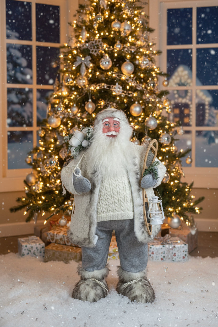Weihnachtsmann Figur mit Laterne in der Hand ca. 72 cm hoch