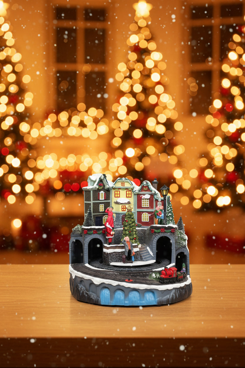 Weihnachtsdorf mit Zug ca. 22 cm hoch