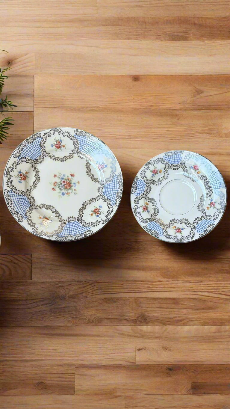 Porzellan Set Tasse, Untertasse, Teller