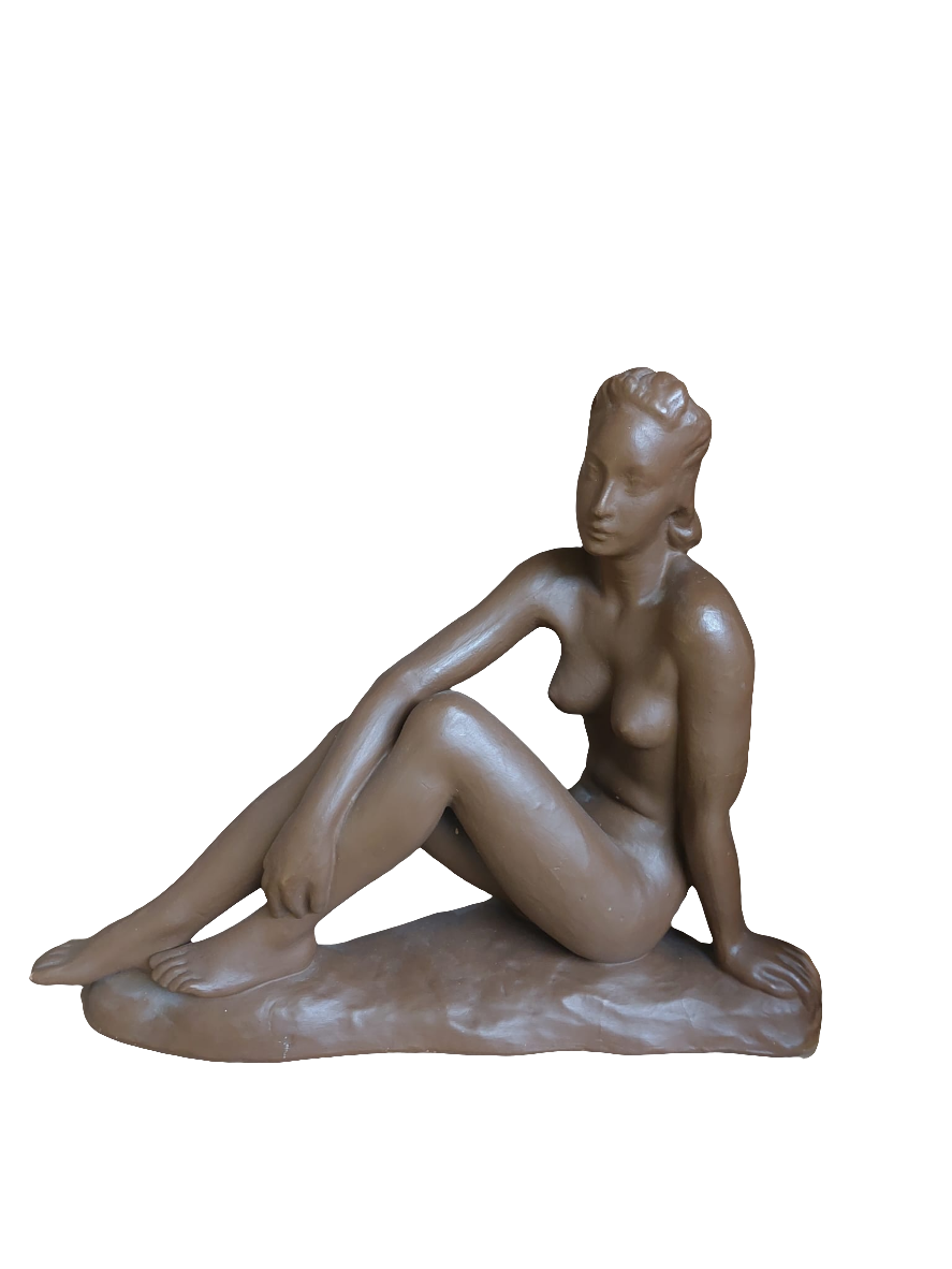 sitzender Frauenakt Skulptur Keramik ca. H31cm x L37cm