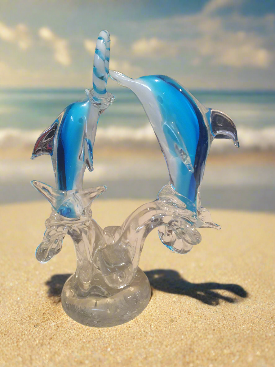 Delfine Skulptur aus Glas