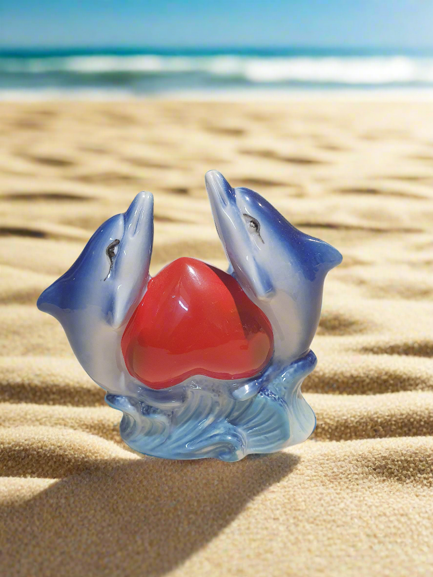 Delfin Herz Skulptur Keramik