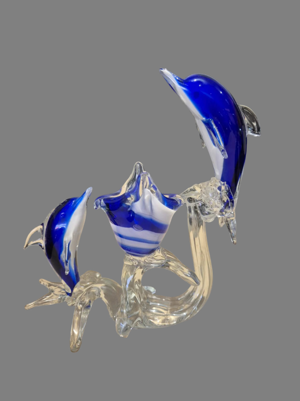 Delfin Wellen Skulptur Glas