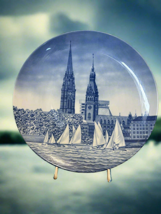 Sammelteller "Rathaus Hamburg" "St.Nikolaiturm" ca. 27 cm