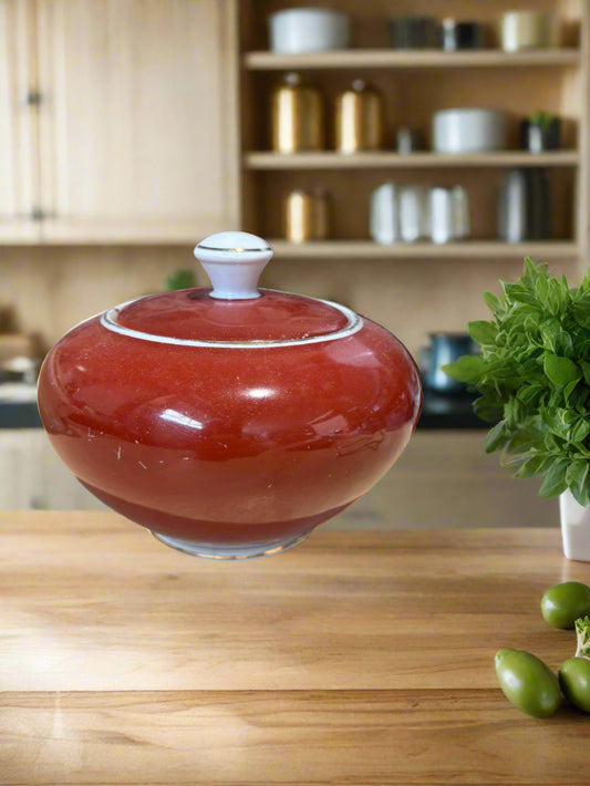 Rote Porzellan Zuckerdose ca. 12 cm