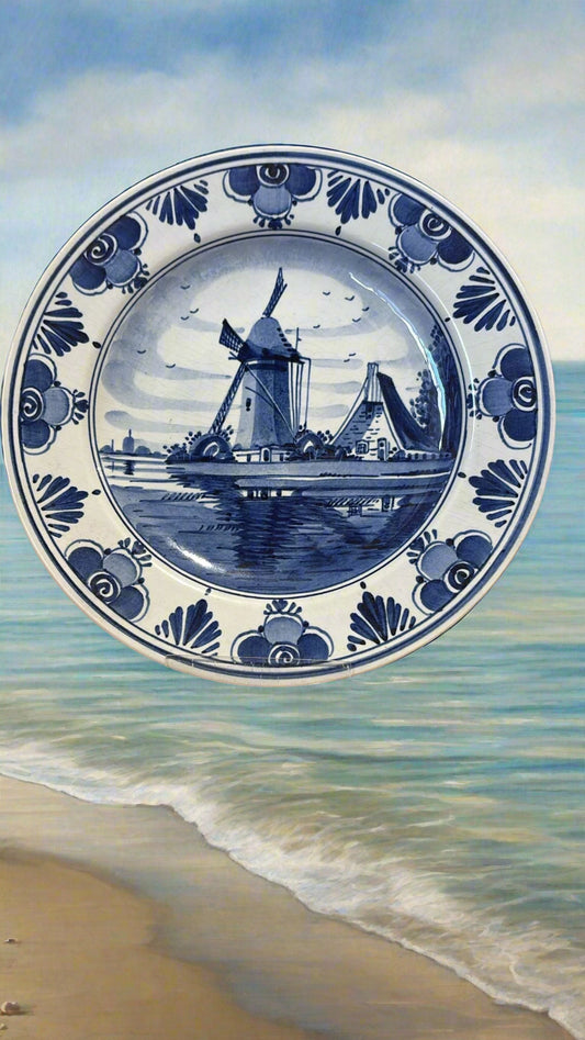 Porzellan Teller mit Mühle ca. 19 cm