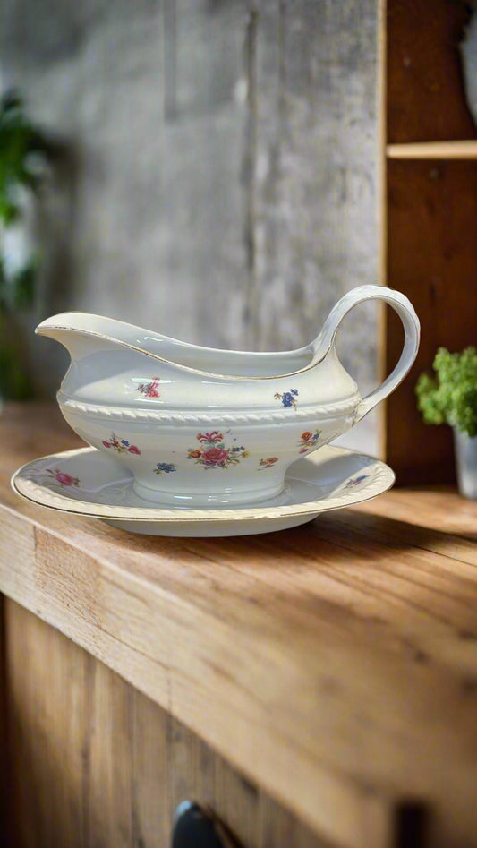 Sauciere ca. 23 cm mit Blumenmuster