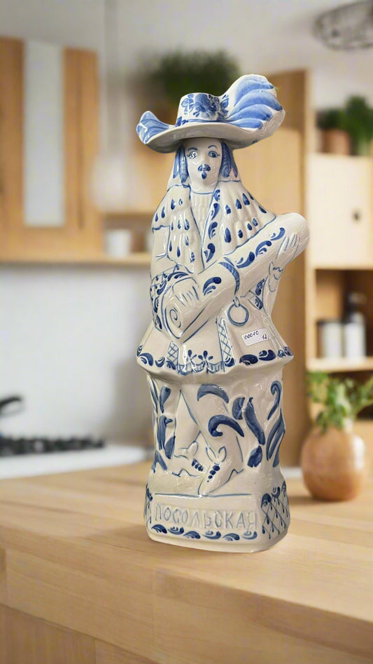 Gzhel-Keramikdekanter ca. 30 cm hoch ( mit abnehmbarem Hut)