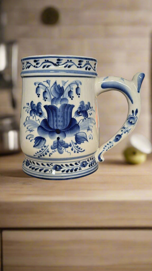 Delf Blue Porzellan Bierkrug ca. 12.5 cm hoch