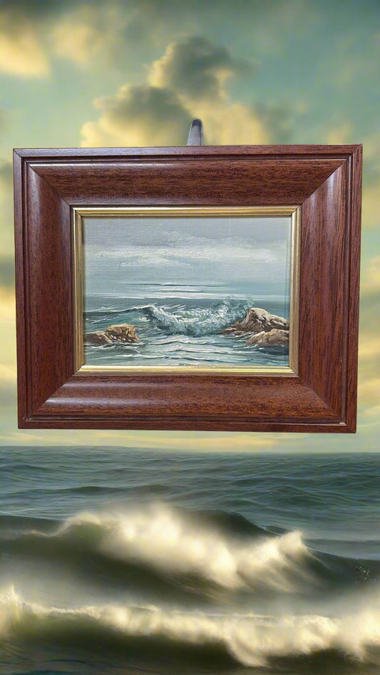Gerahmtes Ölgemälde mit Meereslandschaft