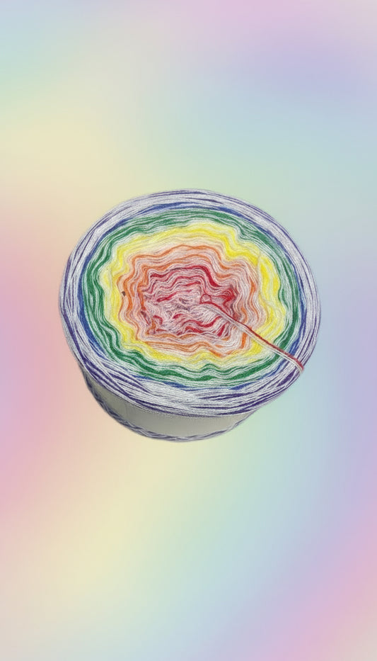 3-Fädiger Garn ,,Regenbogen im Nebel"