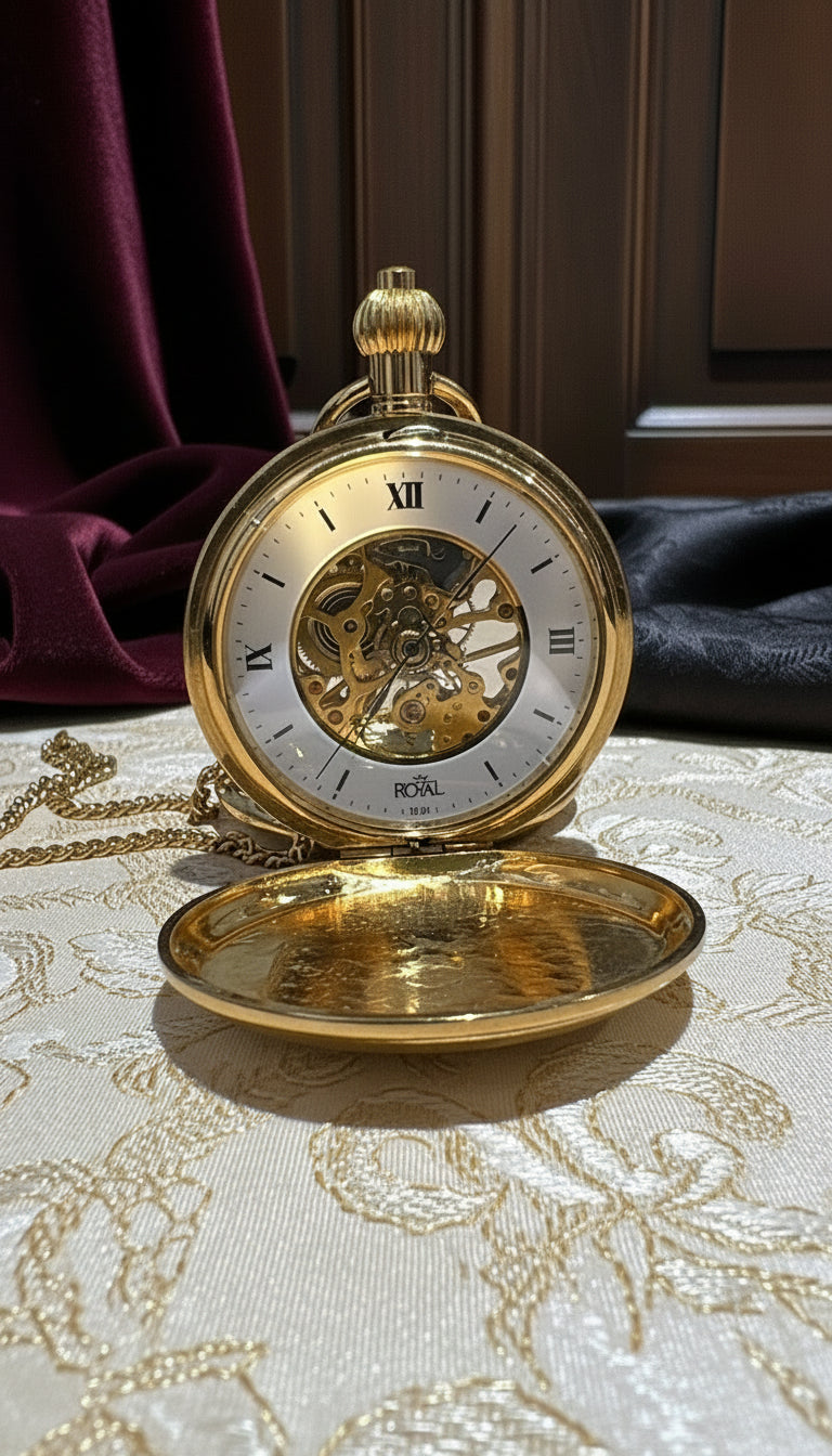 Edle goldene Royal Skelett Taschenuhr