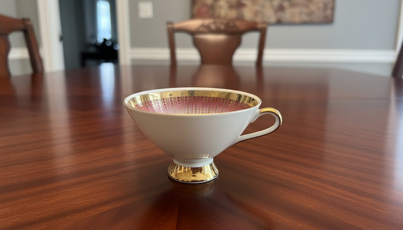 Teeservice Bavaria mit rot/rosa goldenem Design