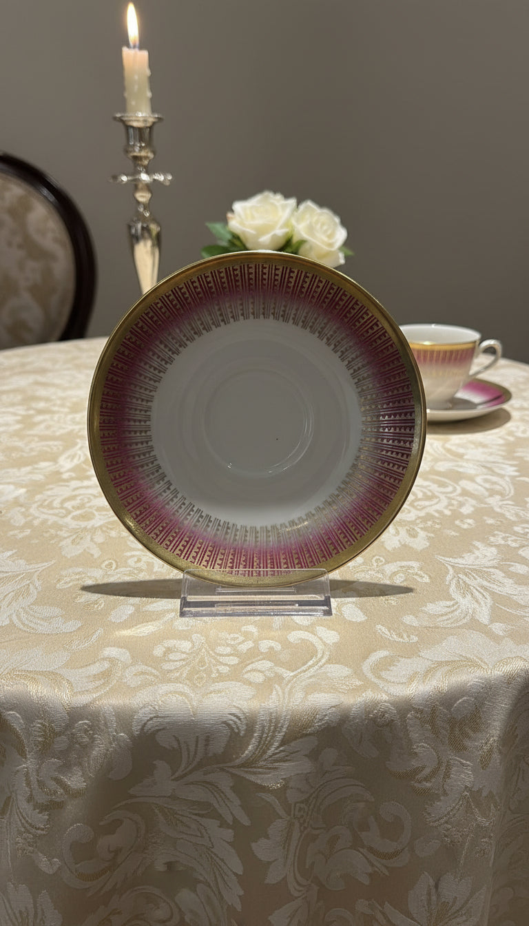 Teeservice Bavaria mit rot/rosa goldenem Design