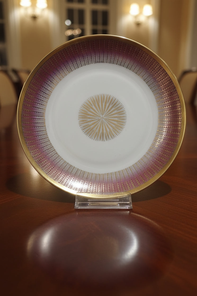 Teeservice Bavaria mit rot/rosa goldenem Design