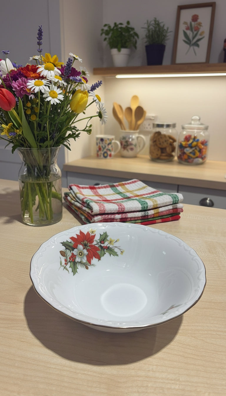 3-teiliges Porzellan Set mit Blumenmotiv