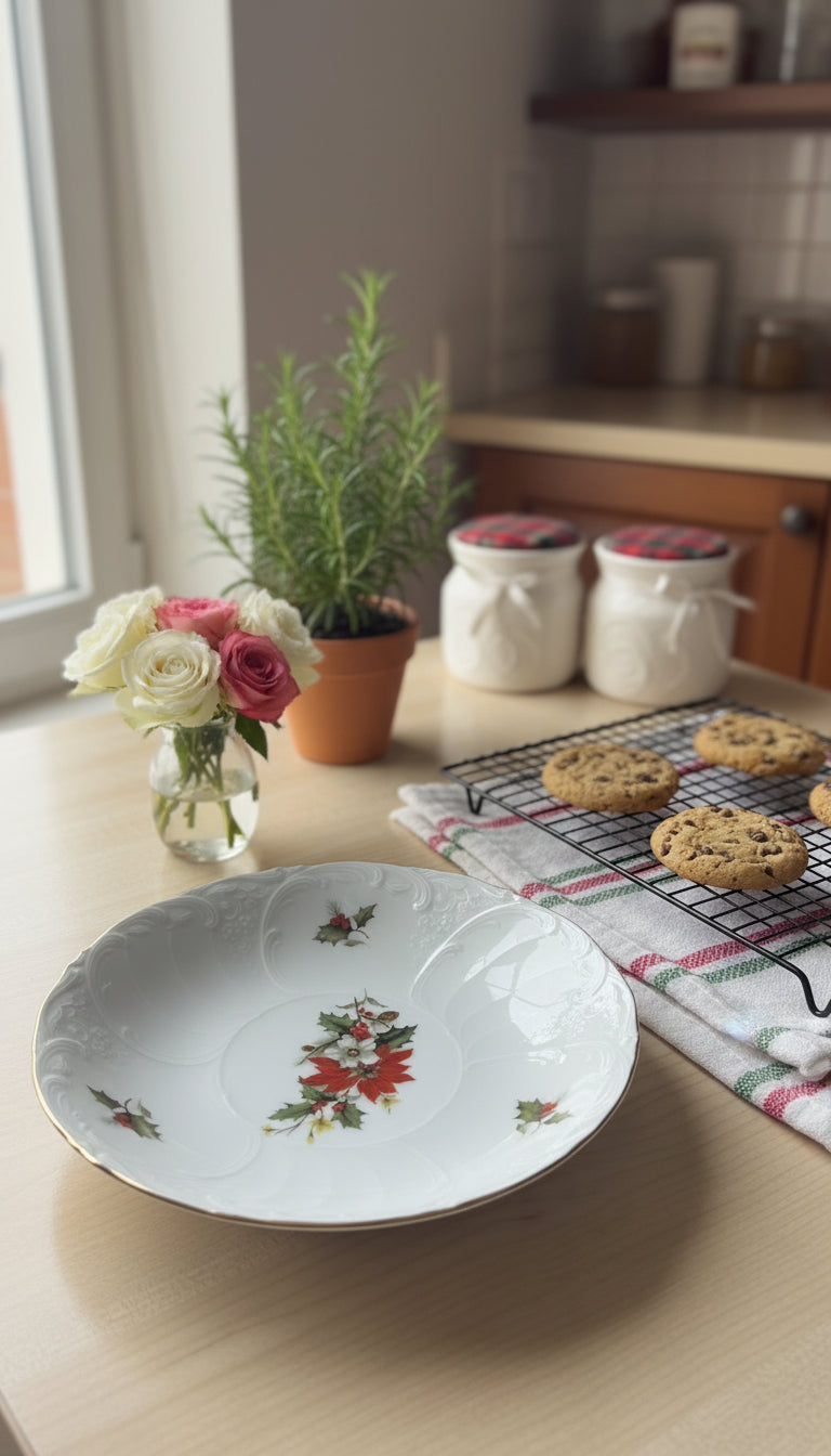 3-teiliges Porzellan Set mit Blumenmotiv