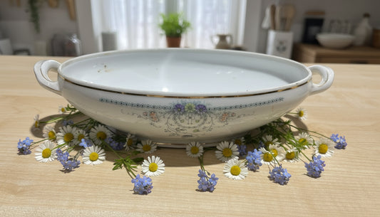 Weiße Porzellan Schüssel und floralen Muster ca. 30,5 cm lang