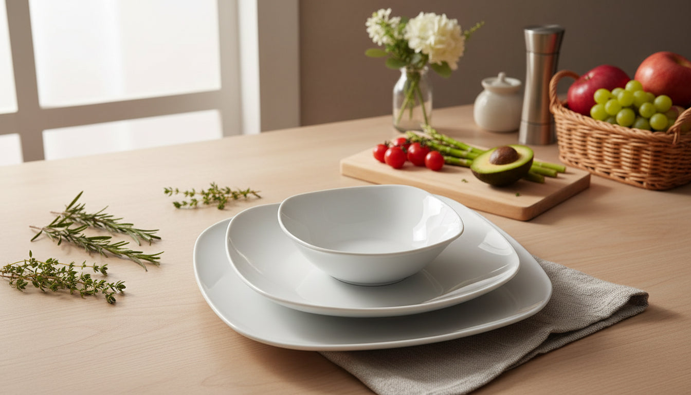 Weißes Porzellan Set.