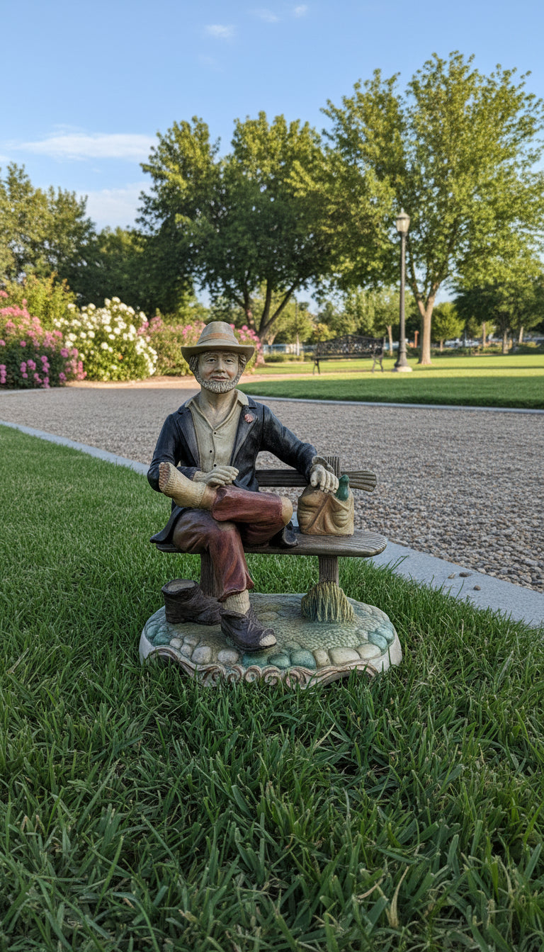 Capodimonte-Figur Landstreicher auf einer Bank ca. 25 cm hoch
