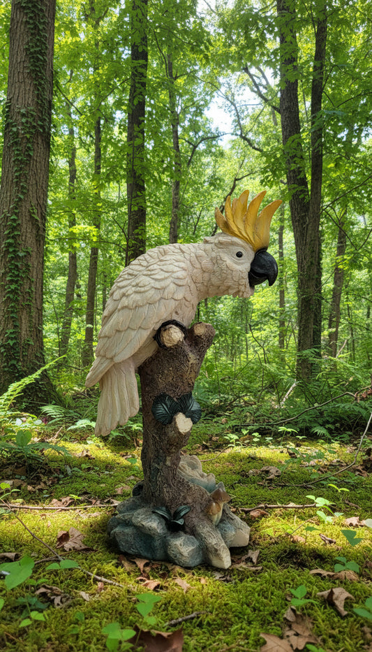 Kakadu Figur auf einem Ast ca. 31,5 cm hoch