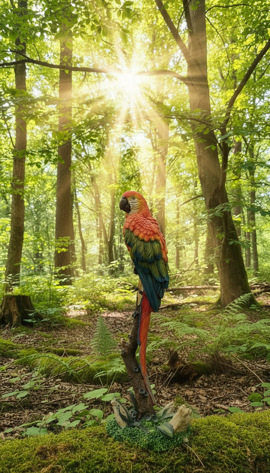 Papageien-Figur auf großem Ast ca. 32 cm