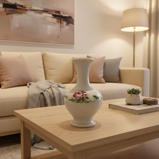 Porzellan Vase mit Blumenmuster der Marke Bareuther ca. 33 cm hoch