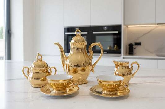 Mokkaservice aus Goldporzellan der Marke Bavaria