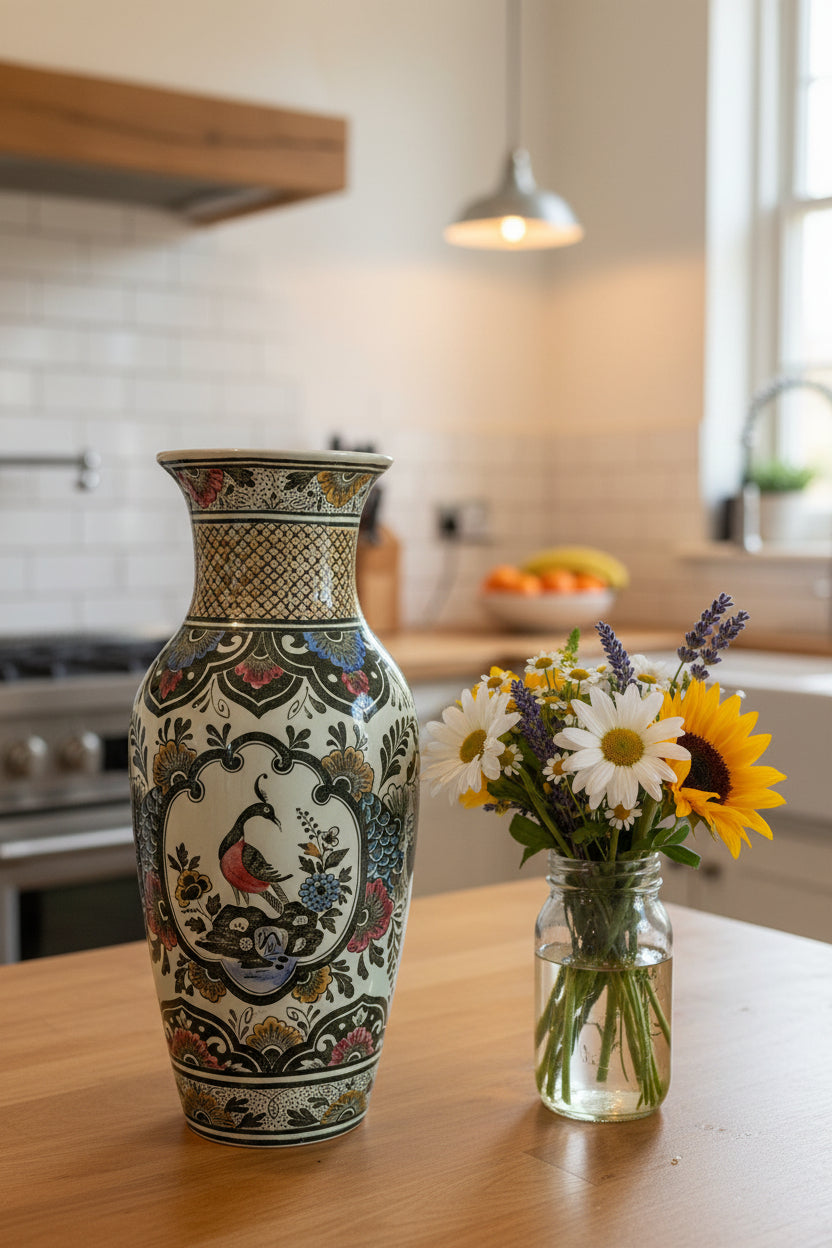 Pfau Vase der Marke Villeroy & Boch ca. 23 cm hoch