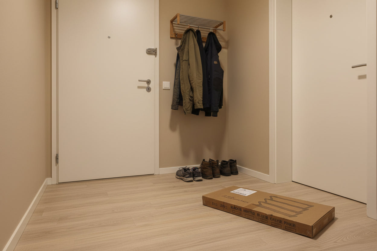 Noch eingepacktes Schuhregal