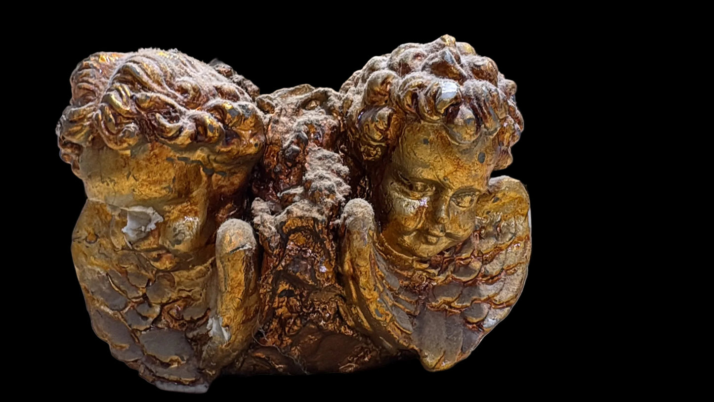 Goldene Kerze mit Engel Sockel ca. 20 cm hoch