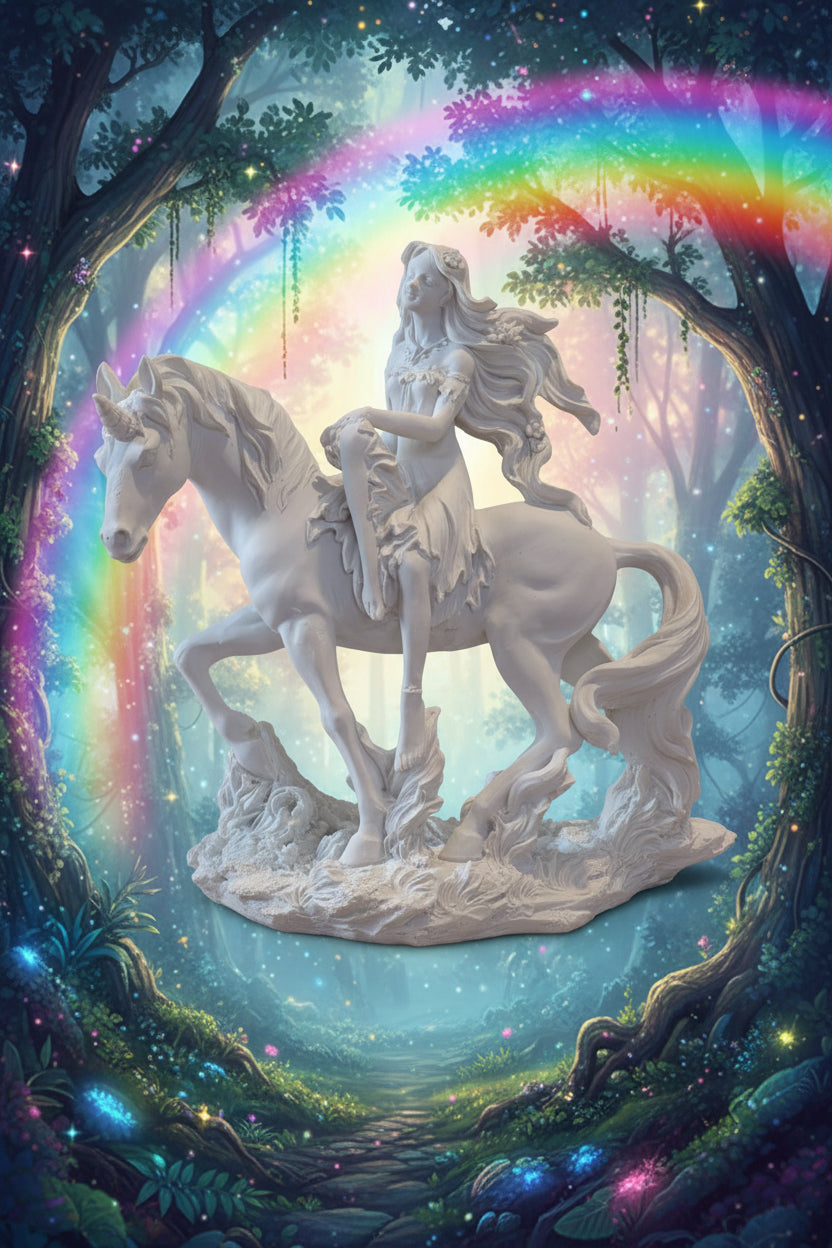 Elfe auf Einhorn Figur ca. 14 cm hoch