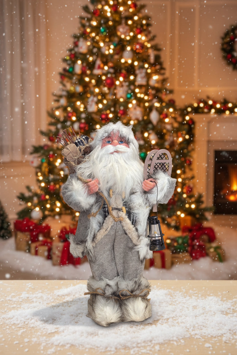 Weihnachtsmann Figur mit Laterne in der Hand ca. 42 cm hoch