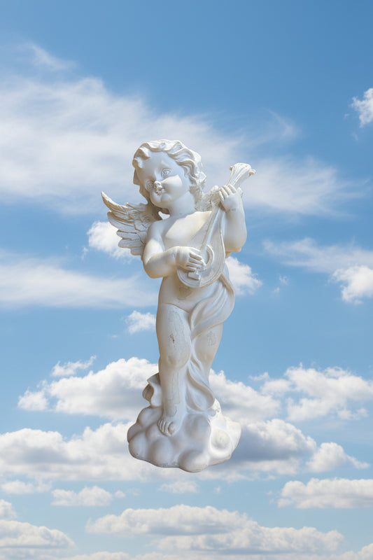 Engel Figur mit Instrument ca. 23 cm hoch